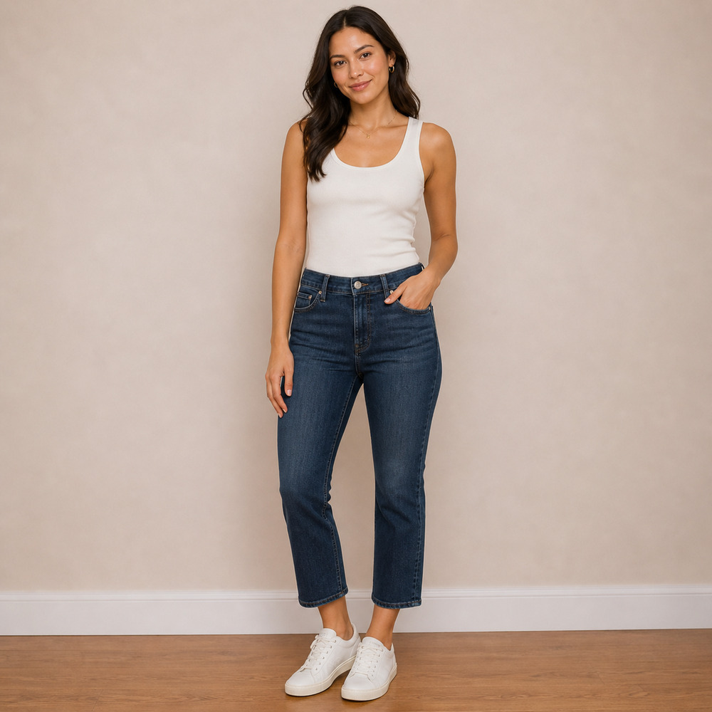 Edwin Elin Crop Straight Jeans Women’s 26 Dark Wash Cropped Straight Leg Denim